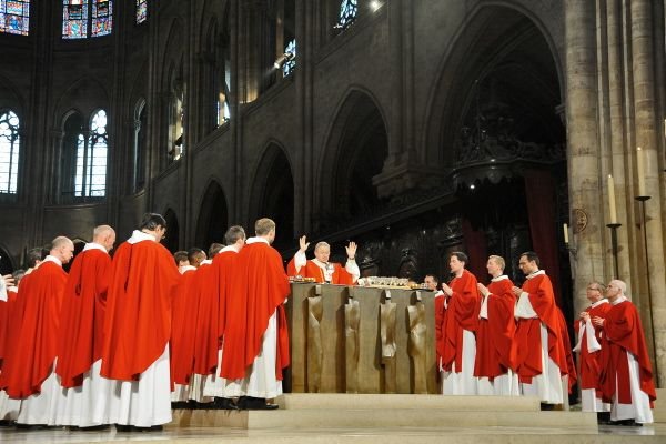 La célébration de l'Eucharistie. 