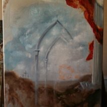 Resurrexit. © Véronique Derache Œuvre à l'huile sur toile, 100x50cm 